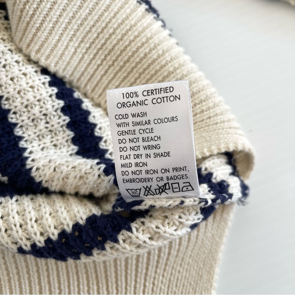 ABLE x Jess Ann Kirby Marin 100% Organic Cotton Striped Button Knit Sweater - Picture 12 of 14